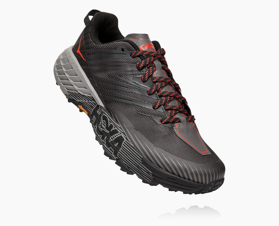 Trail Shoes Mens - Hoka One One Speedgoat 4 - Black - LNVWBXJ-60